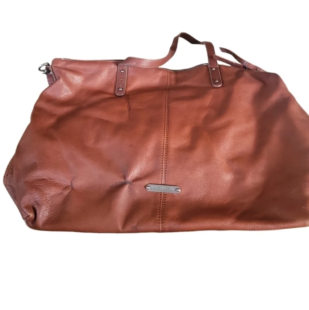 Lucky Brand Brown Leather Dixie Crossbody Tote Hobo Shoulder Bag